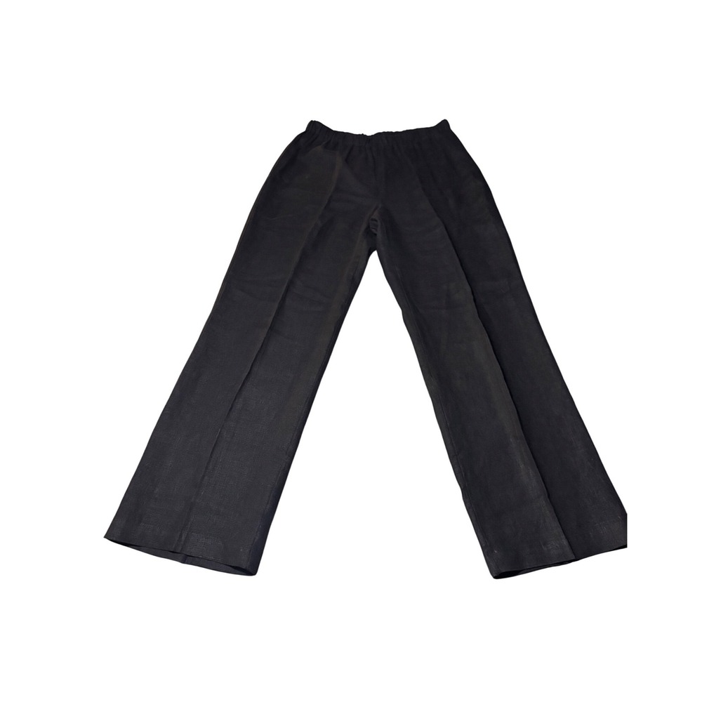 Chico's Linen Pants Women Size 1 Black Wide Leg Elastic Waist Pleated
EUC